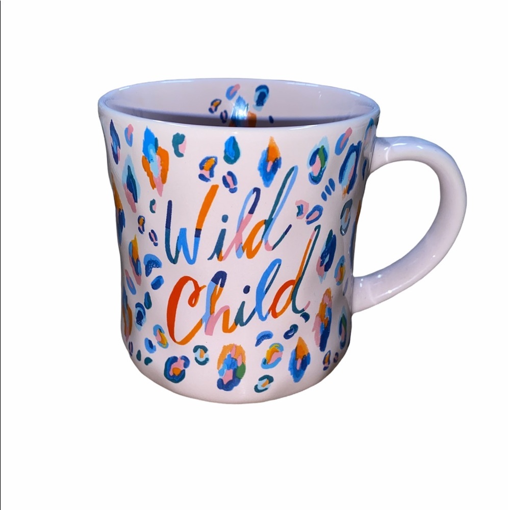 WILD Child pink leopard print ceramic coffee mug
